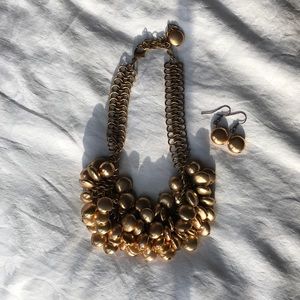 Gold Statement Necklace + Earring Set